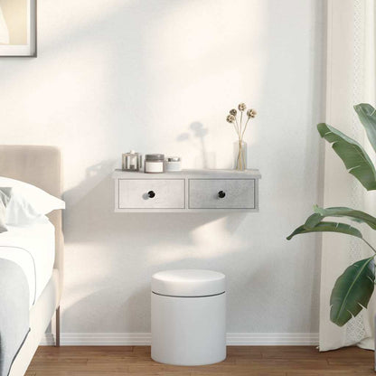 Wall Shelf with Drawers Concrete Grey 60x28x15 cm Engineered Wood