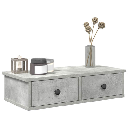 Wall Shelf with Drawers Concrete Grey 60x28x15 cm Engineered Wood