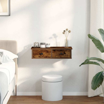 Wall Shelf with Drawers Smoked Oak 60x28x15 cm Engineered Wood