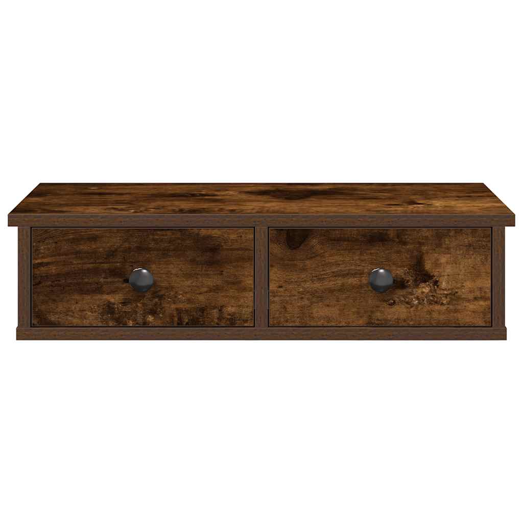Wall Shelf with Drawers Smoked Oak 60x28x15 cm Engineered Wood