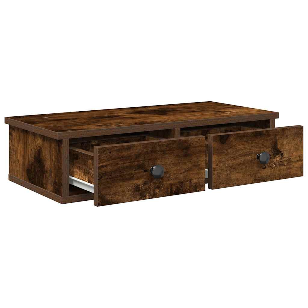 Wall Shelf with Drawers Smoked Oak 60x28x15 cm Engineered Wood