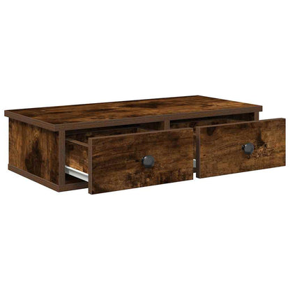 Wall Shelf with Drawers Smoked Oak 60x28x15 cm Engineered Wood
