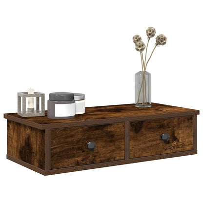 Wall Shelf with Drawers Smoked Oak 60x28x15 cm Engineered Wood