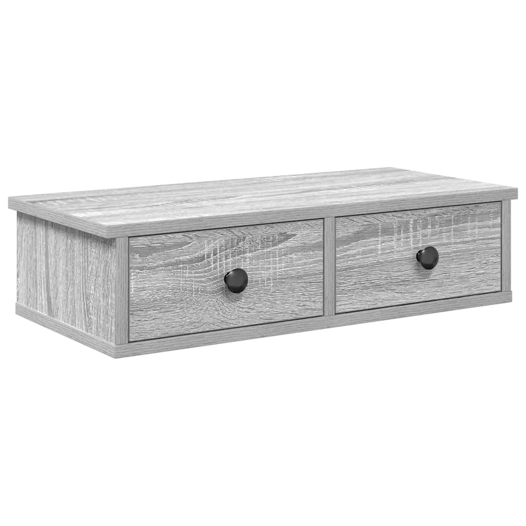 Wall Shelf with Drawers Grey Sonoma 60x28x15 cm Engineered Wood