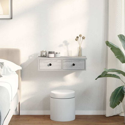 Wall Shelf with Drawers Grey Sonoma 60x28x15 cm Engineered Wood
