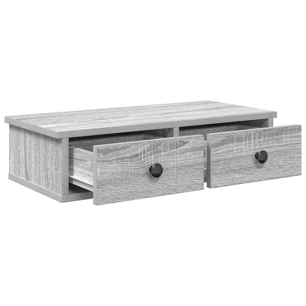 Wall Shelf with Drawers Grey Sonoma 60x28x15 cm Engineered Wood
