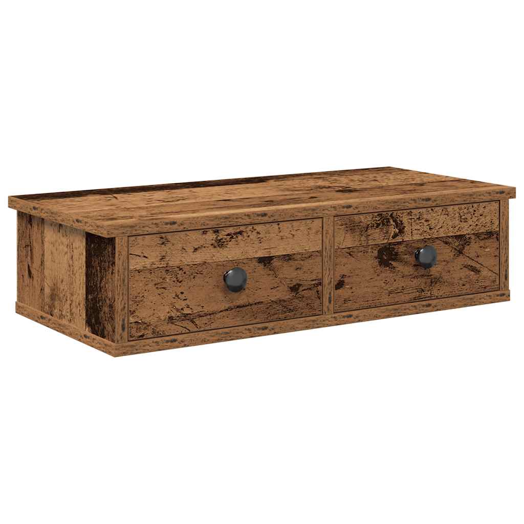 Wall Shelf with Drawers Old Wood 60x28x15 cm Engineered Wood