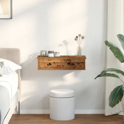 Wall Shelf with Drawers Old Wood 60x28x15 cm Engineered Wood