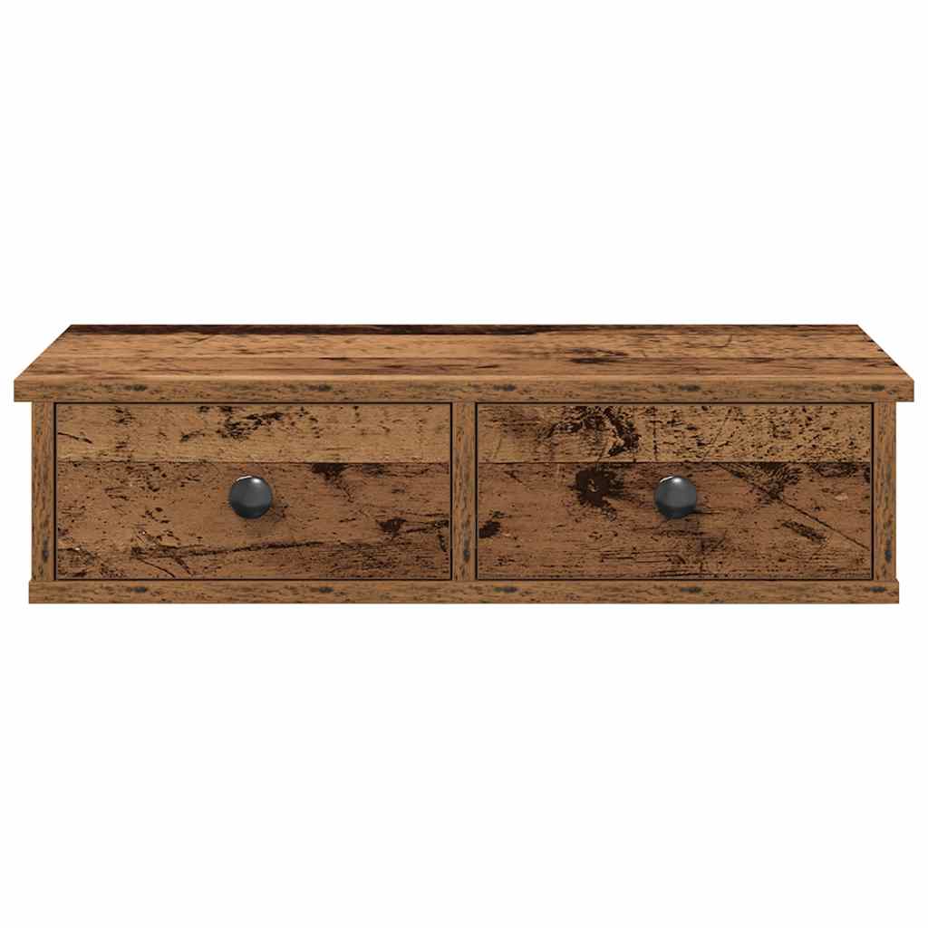 Wall Shelf with Drawers Old Wood 60x28x15 cm Engineered Wood