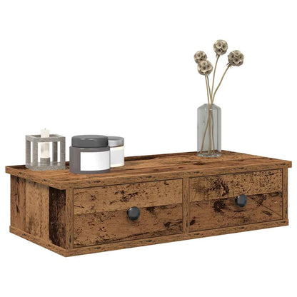 Wall Shelf with Drawers Old Wood 60x28x15 cm Engineered Wood
