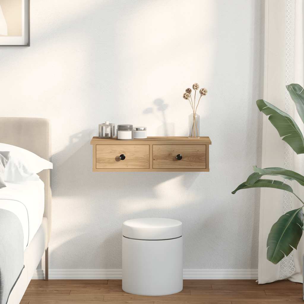 Wall Shelf with Drawers Artisian Oak 60x28x15 cm Engineered Wood