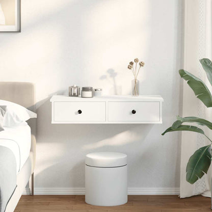 Wall Shelf with Drawers White 80x34x17 cm Engineered Wood