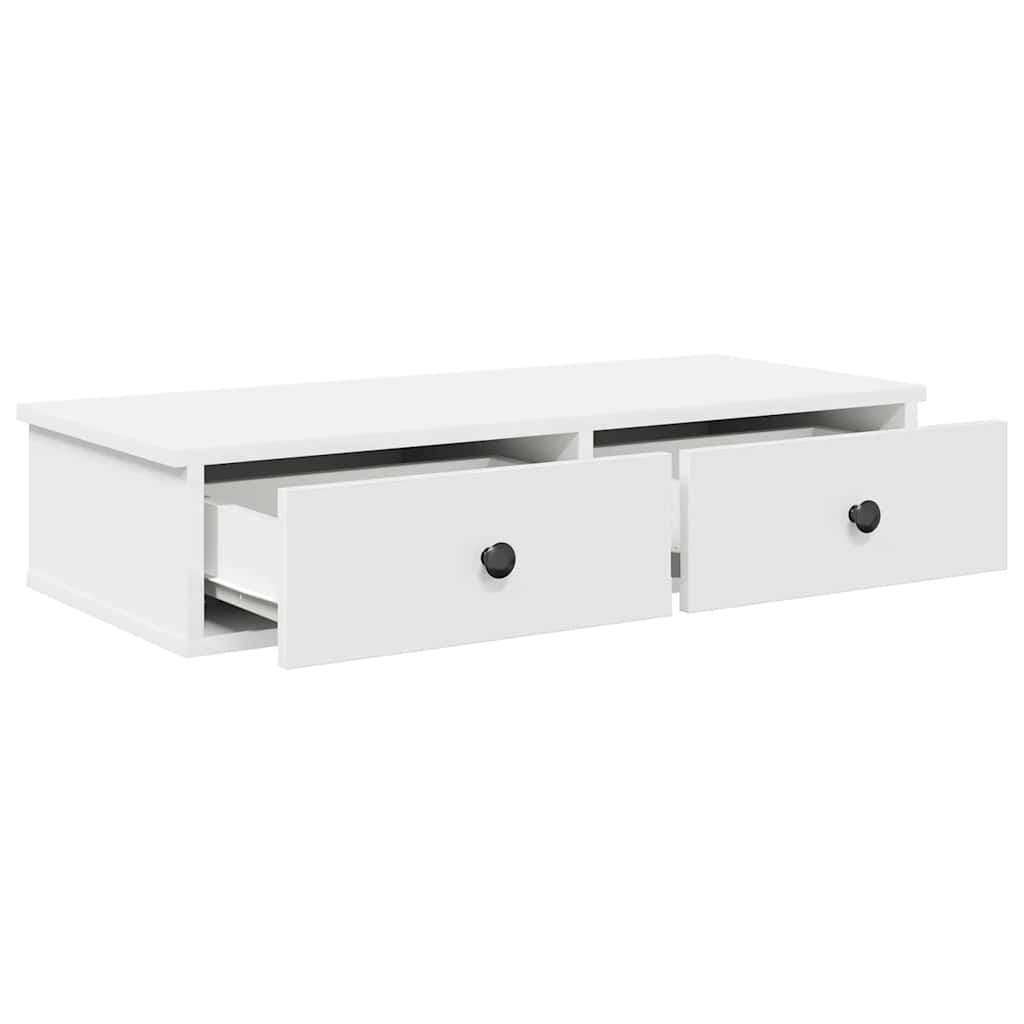 Wall Shelf with Drawers White 80x34x17 cm Engineered Wood