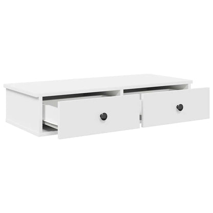 Wall Shelf with Drawers White 80x34x17 cm Engineered Wood