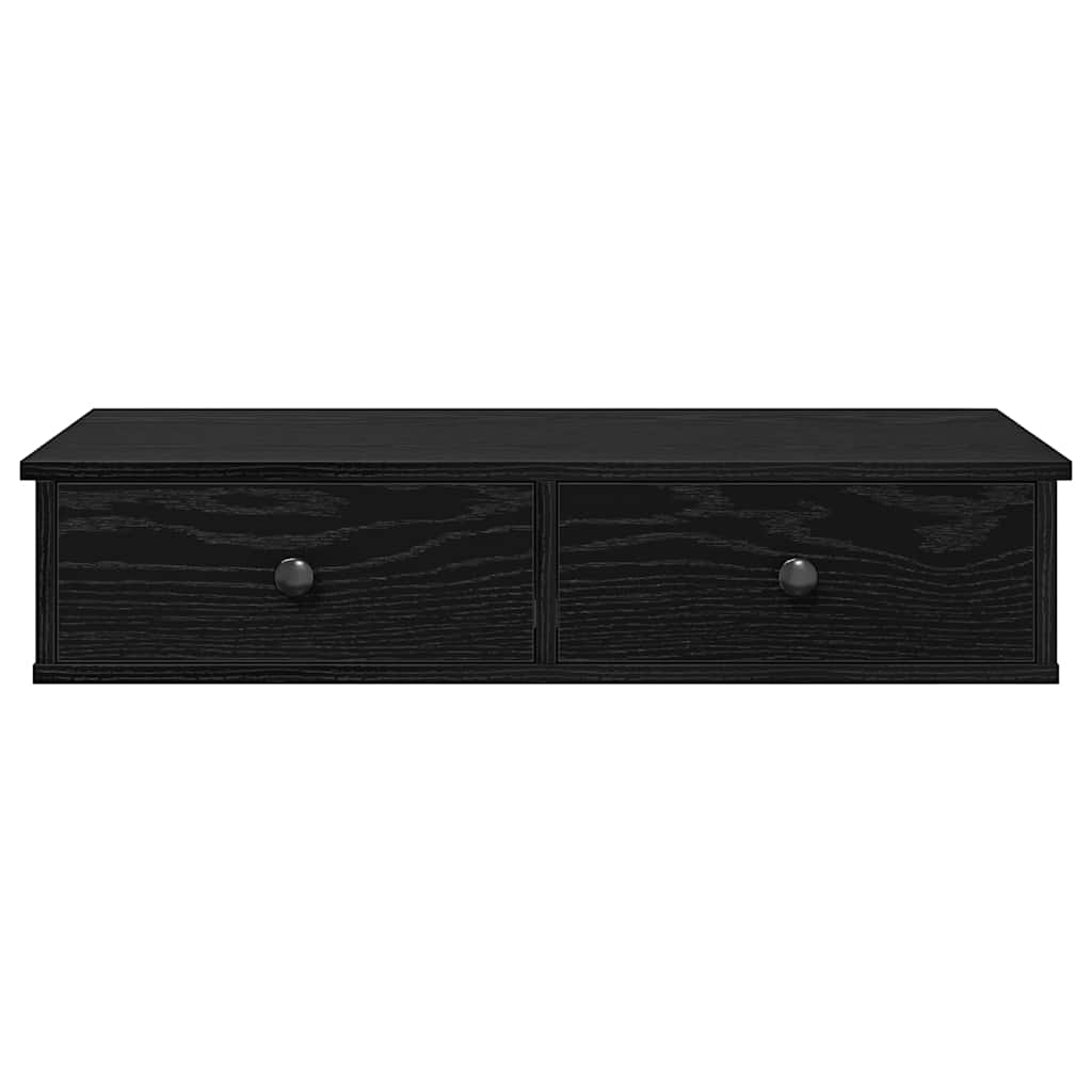 Wall Shelf with Drawers Black 80x31x17 cm Engineered Wood