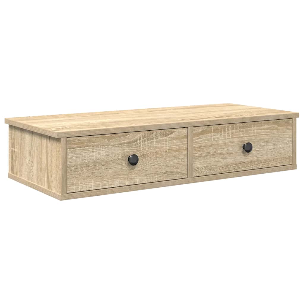 Wall Shelf with Drawers Sonoma Oak 80x34x17 cm Engineered Wood