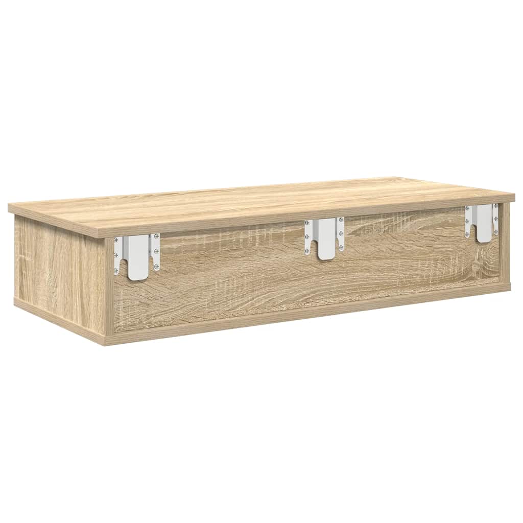 Wall Shelf with Drawers Sonoma Oak 80x34x17 cm Engineered Wood