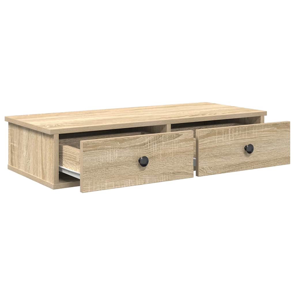 Wall Shelf with Drawers Sonoma Oak 80x34x17 cm Engineered Wood