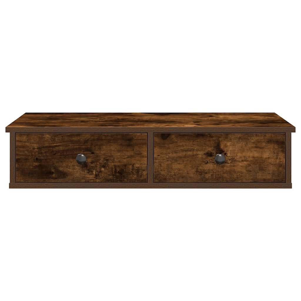 Wall Shelf with Drawers Smoked Oak 80x31x17 cm Engineered Wood