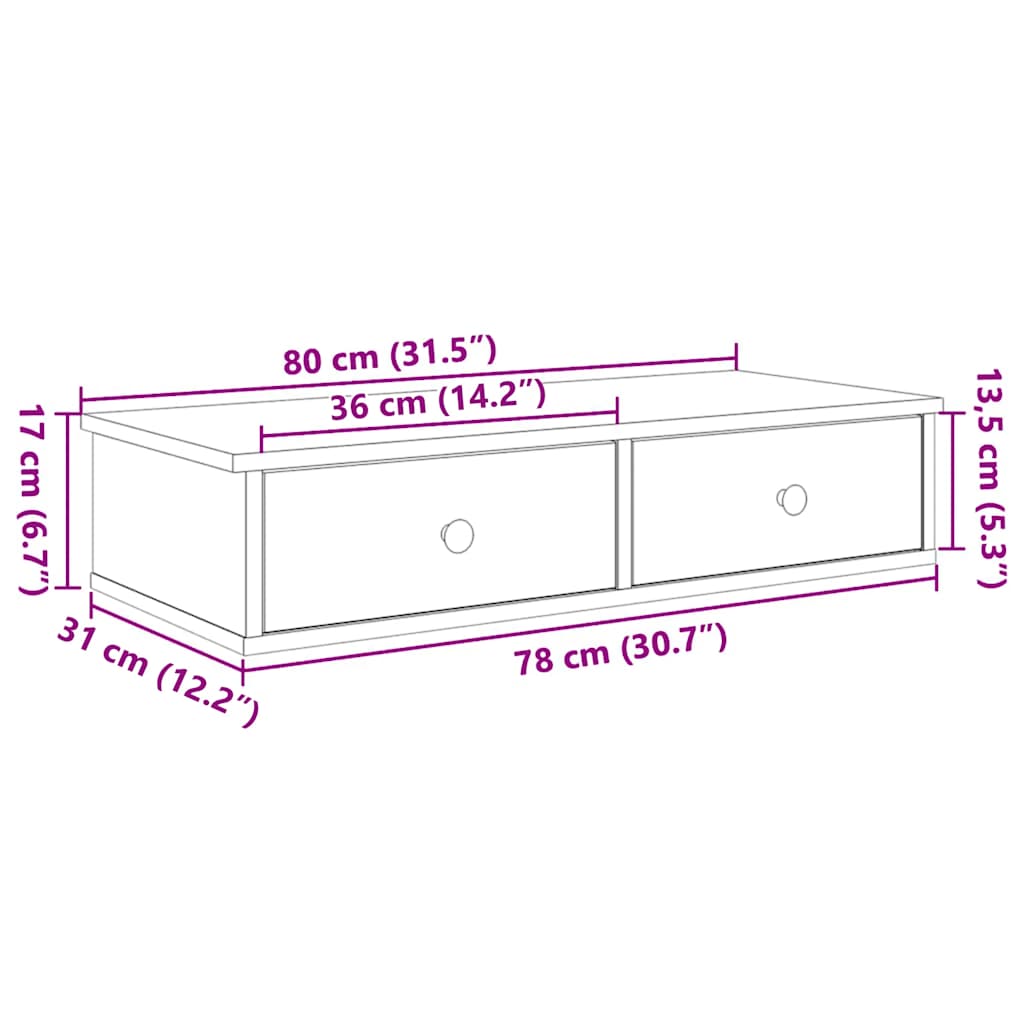 Wall Shelf with Drawers Artisian Oak 80x31x17 cm Engineered Wood