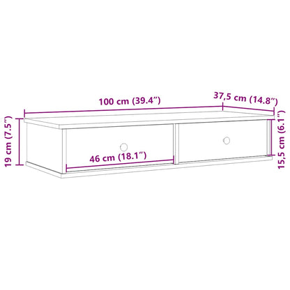 Wall Shelf with Drawers Black 100x37.5x19 cm Engineered Wood
