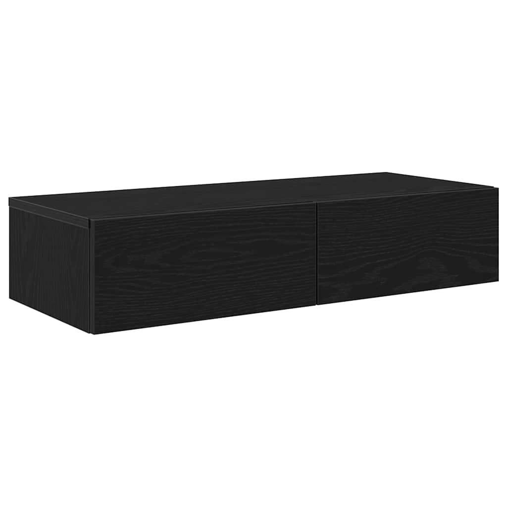 Wall Shelf with Drawers Black 80x33x17 cm Engineered Wood