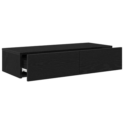 Wall Shelf with Drawers Black 80x33x17 cm Engineered Wood