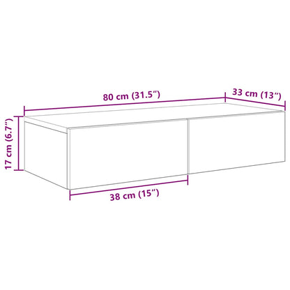 Wall Shelf with Drawers Black 80x33x17 cm Engineered Wood