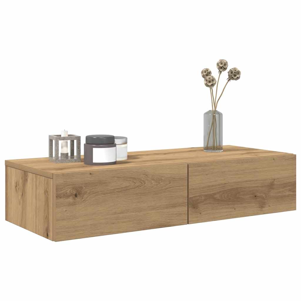 Wall Shelf with Drawers Artisian Oak 80x33x17 cm Engineered Wood