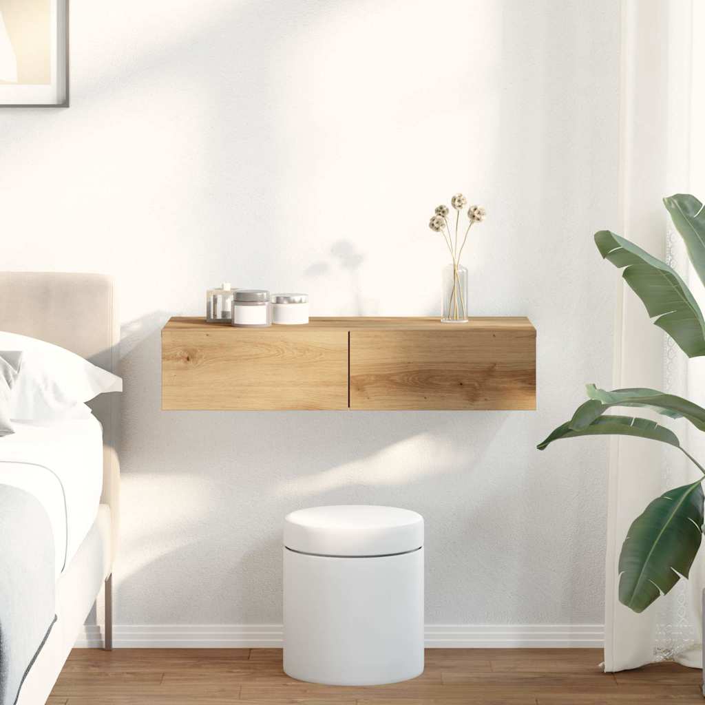 Wall Shelf with Drawers Artisian Oak 80x33x17 cm Engineered Wood