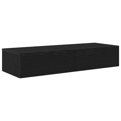 Wall Shelf with Drawers Black 100x36x19 cm Engineered Wood