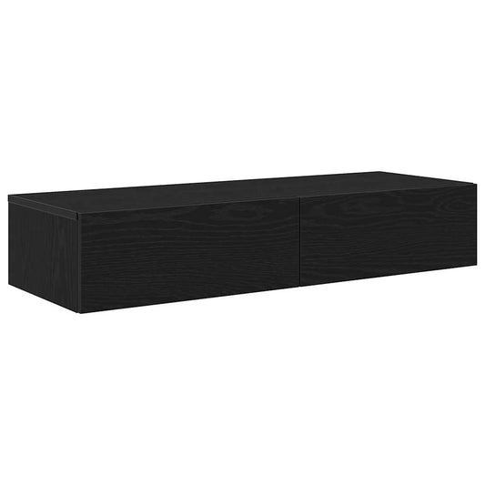 Wall Shelf with Drawers Black 100x36x19 cm Engineered Wood