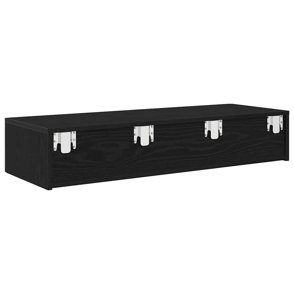 Wall Shelf with Drawers Black 100x36x19 cm Engineered Wood