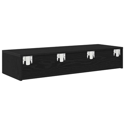Wall Shelf with Drawers Black 100x36x19 cm Engineered Wood