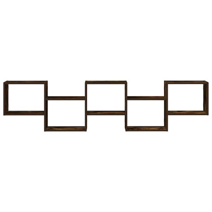 Wall Cube Shelf 5 Compartments Smoked Oak Engineered Wood