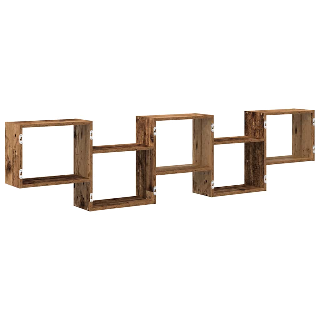 Wall Cube Shelf 5 Compartments Old Wood Engineered Wood