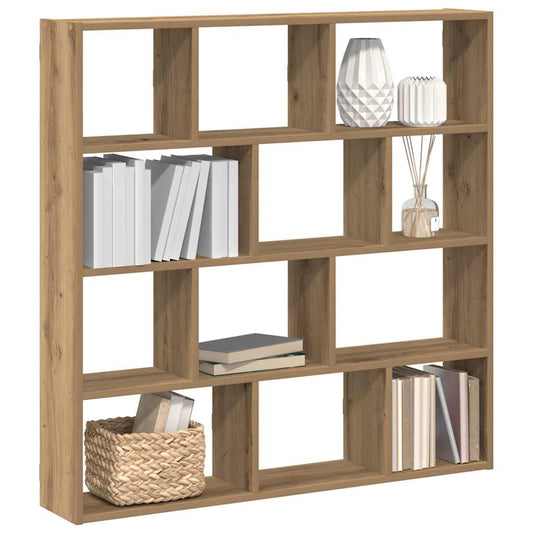 Wall Cube Shelf 12 Compartments Artisian Oak Engineered Wood