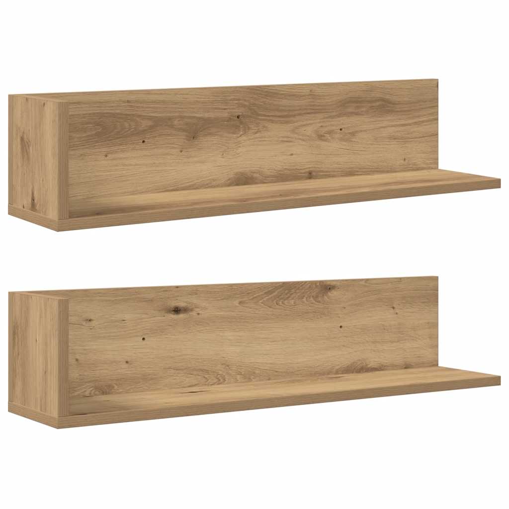 Wall Shelves 2 pcs Artisan Oak 75x16.5x16.5 cm Engineered Wood