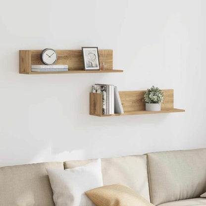 Wall Shelves 2 pcs Artisan Oak 75x16.5x16.5 cm Engineered Wood