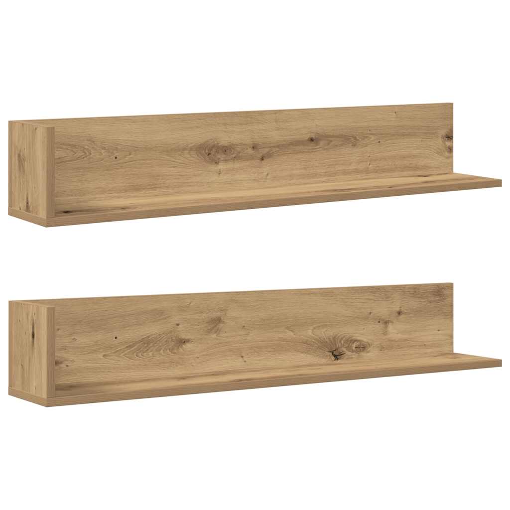 Wall Shelves 2 pcs Artisan Oak 100x16.5x16.5 cm Engineered Wood
