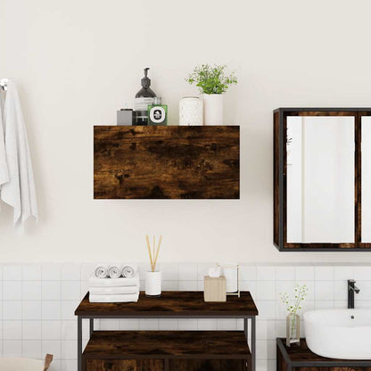 Bathroom Wall Cabinet Smoked Oak 60x25x30 cm Engineered Wood