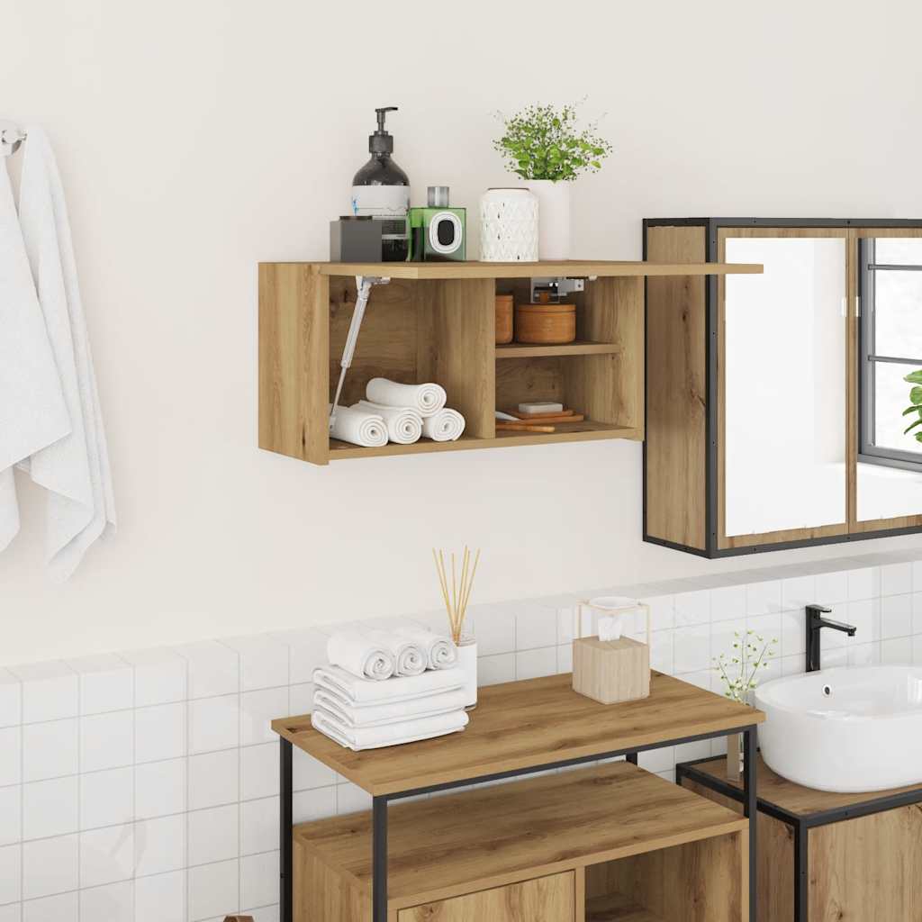 Bathroom Wall Cabinet Artisan Oak 60x25x30 cm Engineered Wood