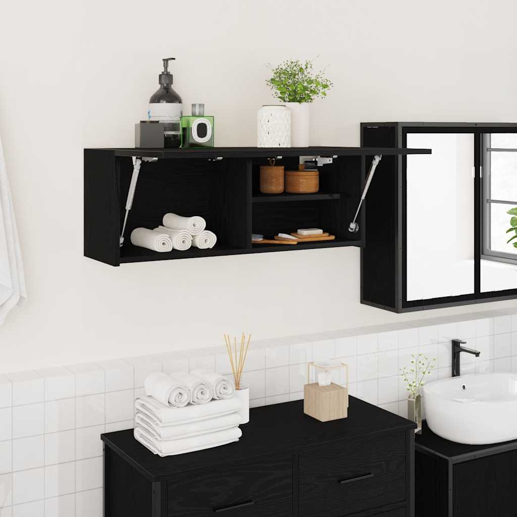 Bathroom Wall Cabinet Black 80x25x30 cm Engineered Wood