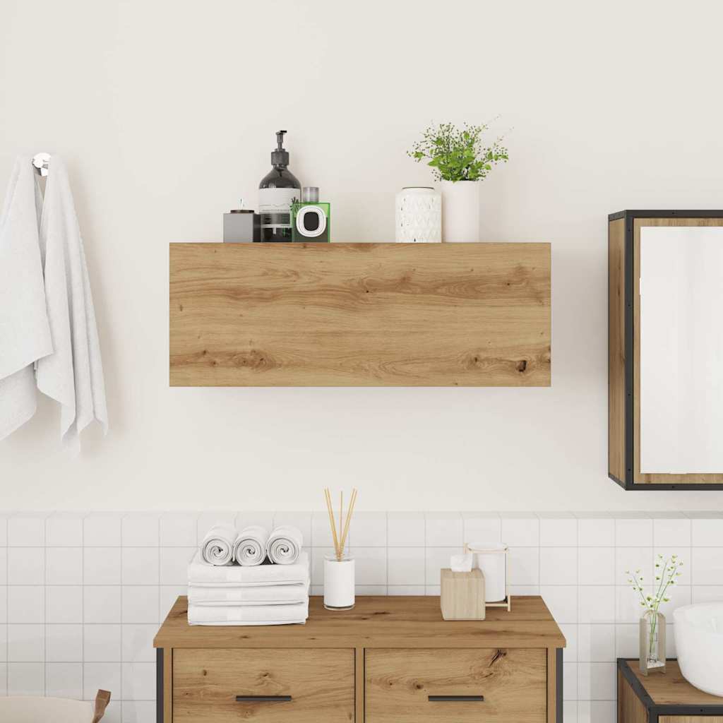 Bathroom Wall Cabinet Artisan Oak 80x25x30 cm Engineered Wood