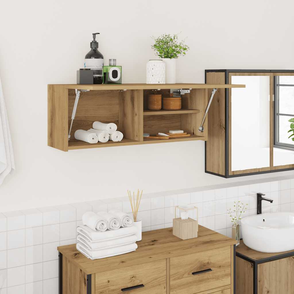 Bathroom Wall Cabinet Artisan Oak 80x25x30 cm Engineered Wood