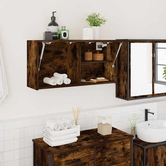 Bathroom Wall Cabinet Smoked Oak 80x25x40 cm Engineered Wood