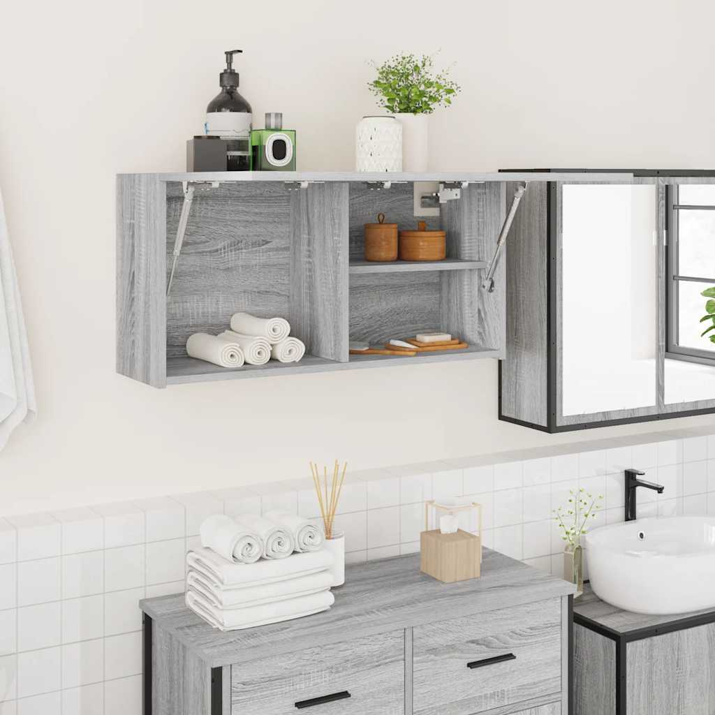 Bathroom Wall Cabinet Grey Sonoma 80x25x40 cm Engineered Wood