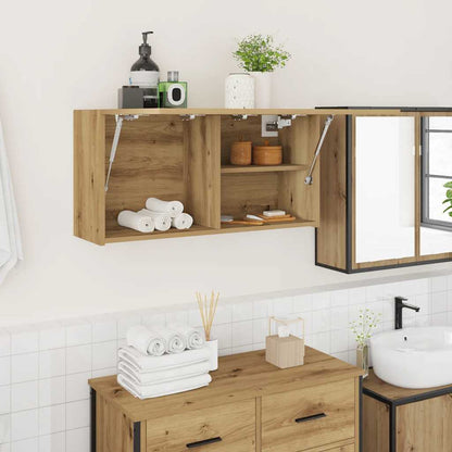 Bathroom Wall Cabinet Artisan Oak 80x25x40 cm Engineered Wood