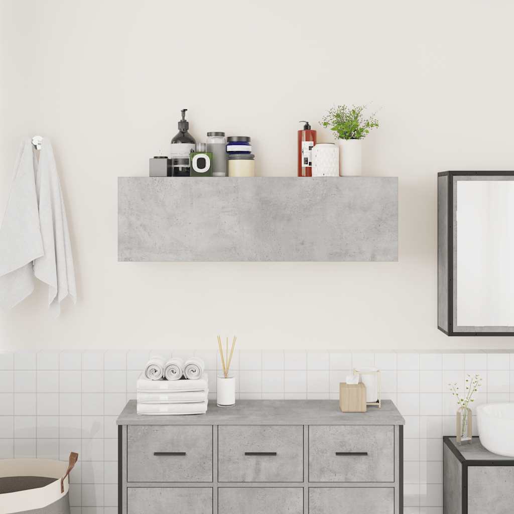 Bathroom Wall Cabinet Concrete Grey 100x25x30cm Engineered Wood