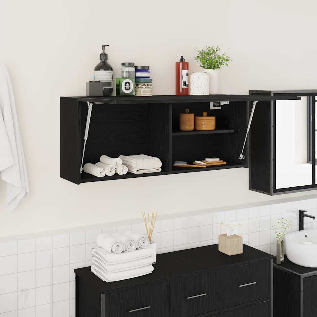 Bathroom Wall Cabinet Black 100x25x40 cm Engineered Wood